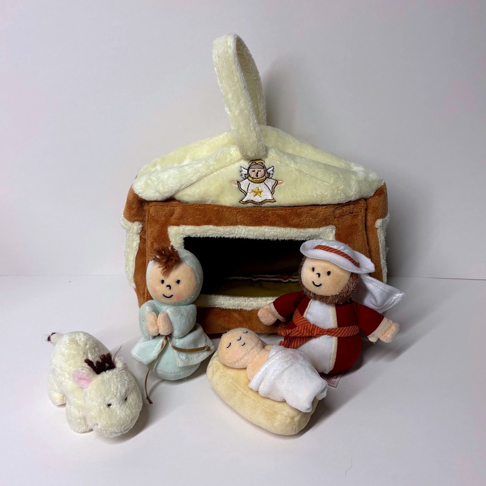 Russ Plush Christmas Nativity Set Travel Take-a-long Holiday Soft Baby Jesus Toy